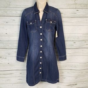 INC International Concepts Snap-Front Denim Dress